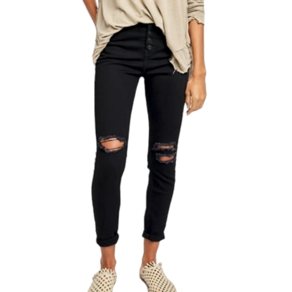 FREE PEOPLE Sabrina Distressed Super Skinny Jeans SIZE 26‎